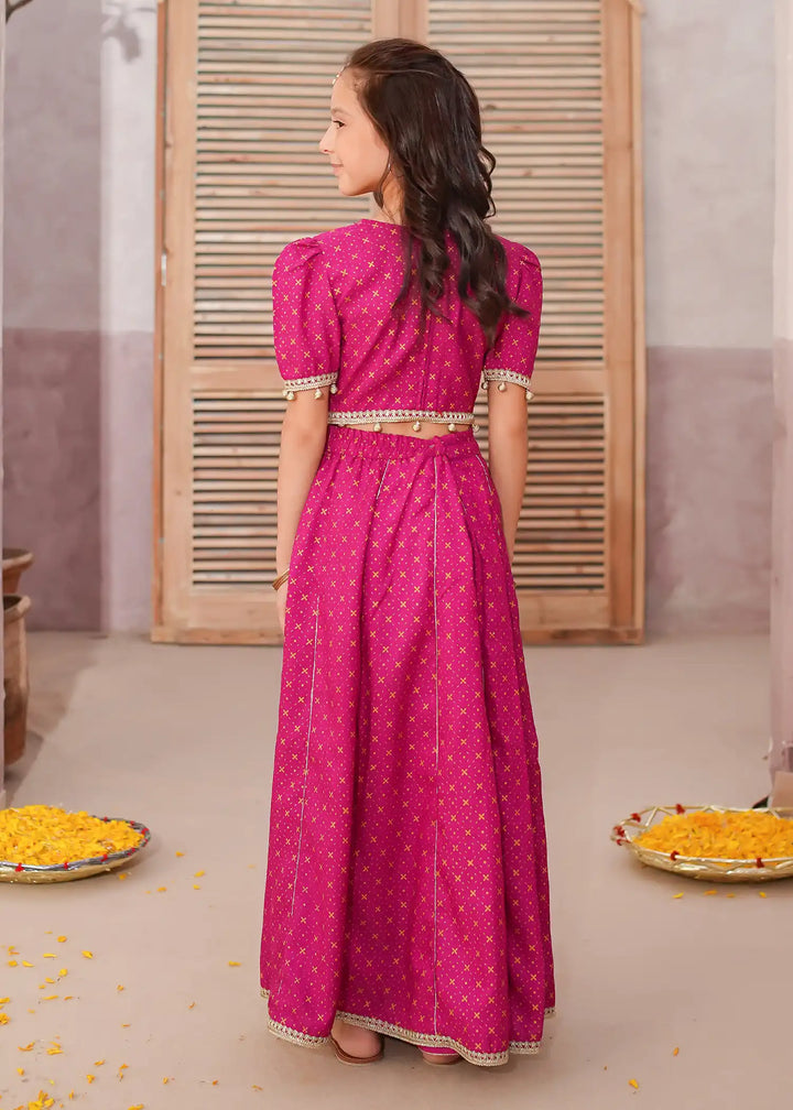Modest - Rawsilk Printed Lehenga For Girl -  3 Piece