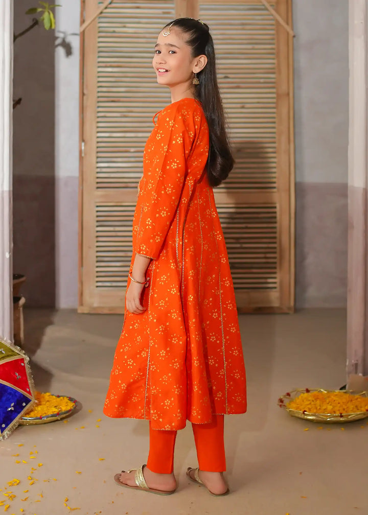 Modest - Cotton Suit For Girl - Orange - 3 Piece
