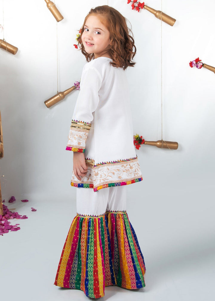 Modest - Raw Silk Wedding Dress For Girl - White - 3 Piece