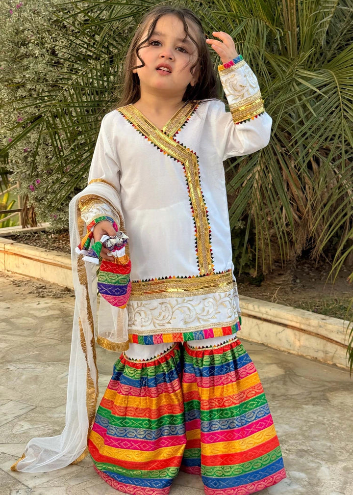 Modest - Raw Silk Wedding Dress For Girl - White - 3 Piece