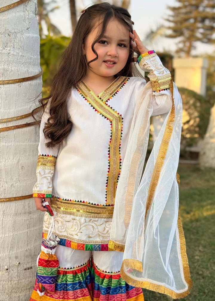 Modest - Raw Silk Wedding Dress For Girl - White - 3 Piece