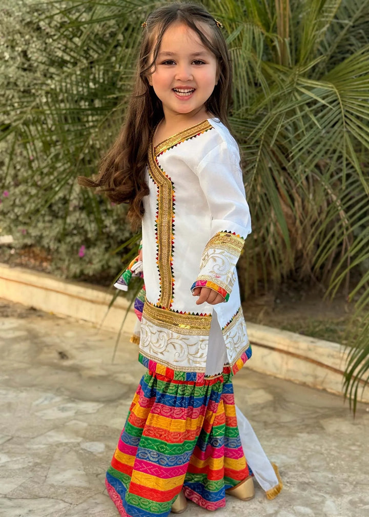 Modest - Raw Silk Wedding Dress For Girl - White - 3 Piece