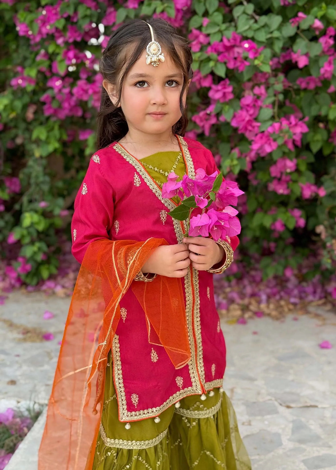 Modest - Rawsilk Embroidered Gharara For Girl -  3 Piece