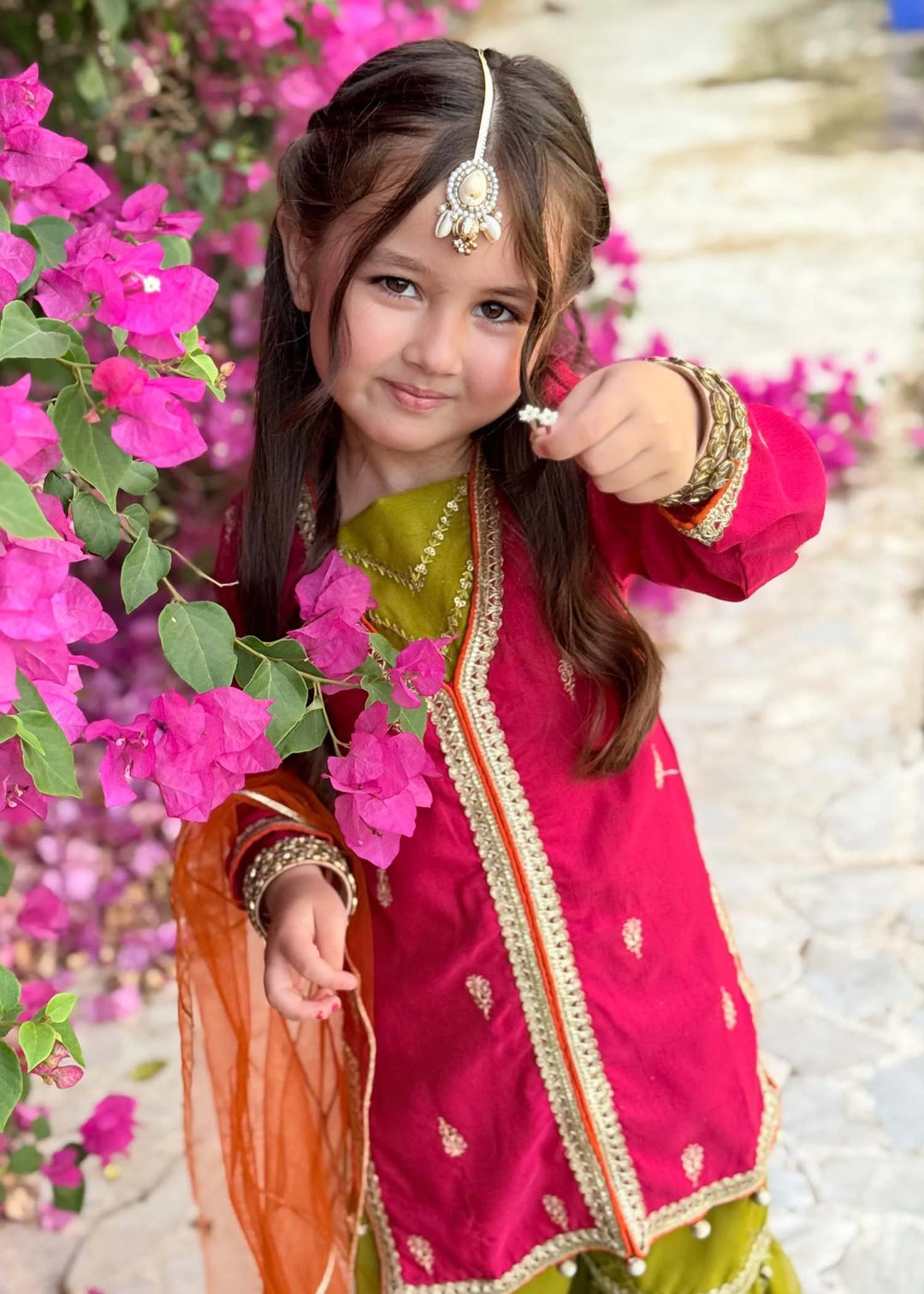Modest - Rawsilk Embroidered Gharara For Girl -  3 Piece