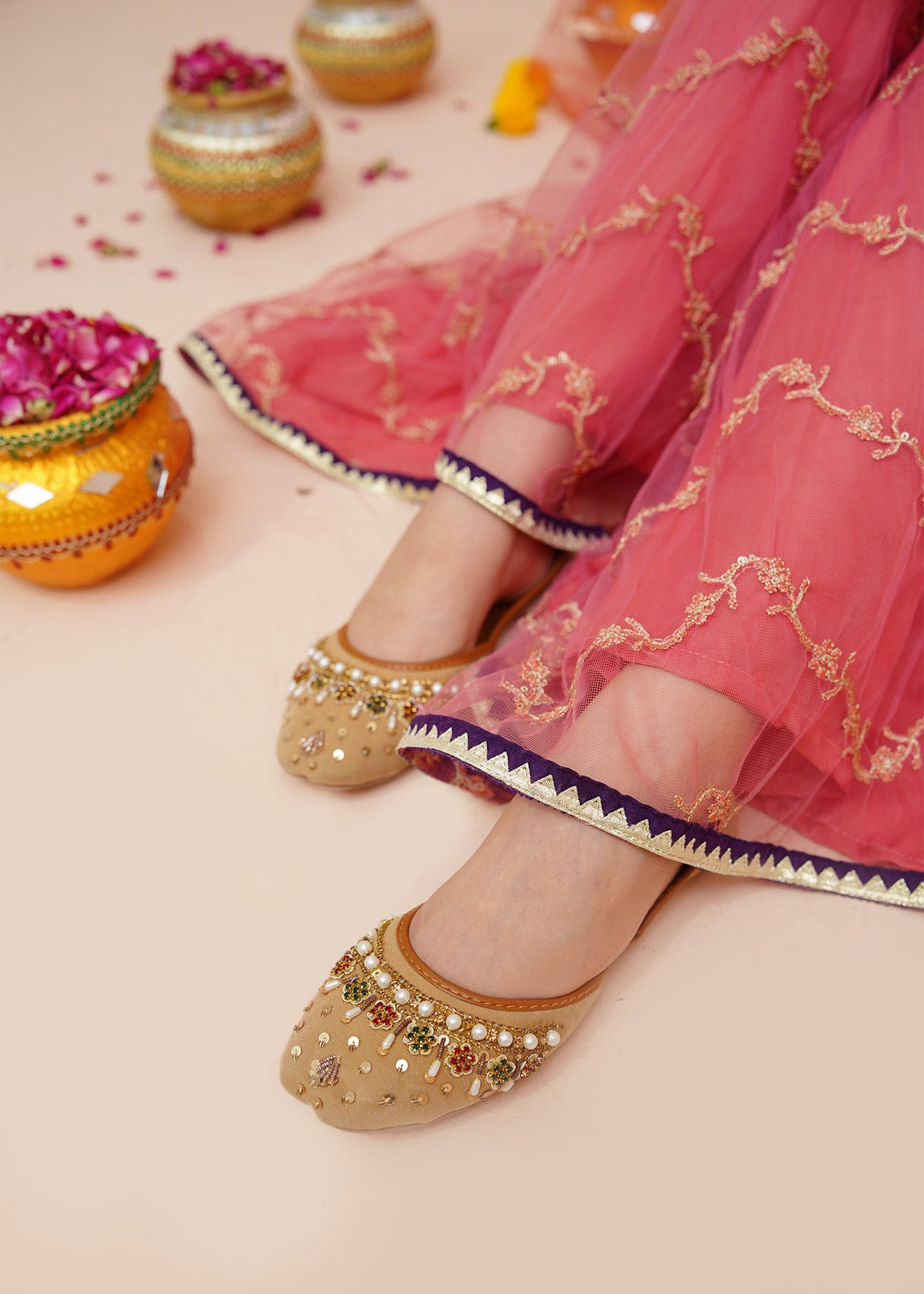 Modest - Rawsilk Gharara For Girl - Purple - 3 Piece