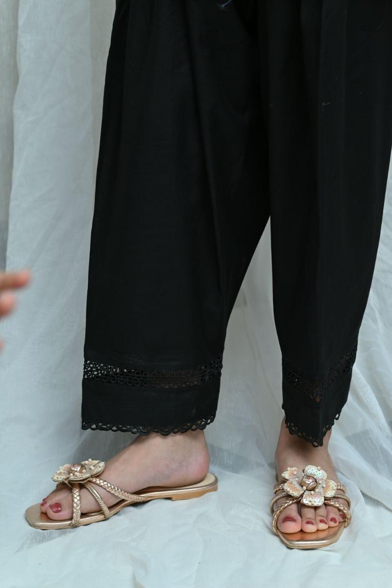 Mom4Little - Black Shalwar with Cotton  Lace  - MFL-104
