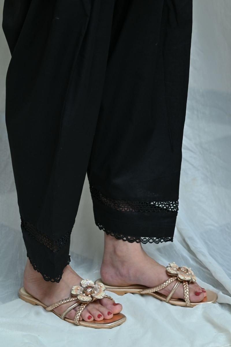 Mom4Little - Black Shalwar with Cotton  Lace  - MFL-104