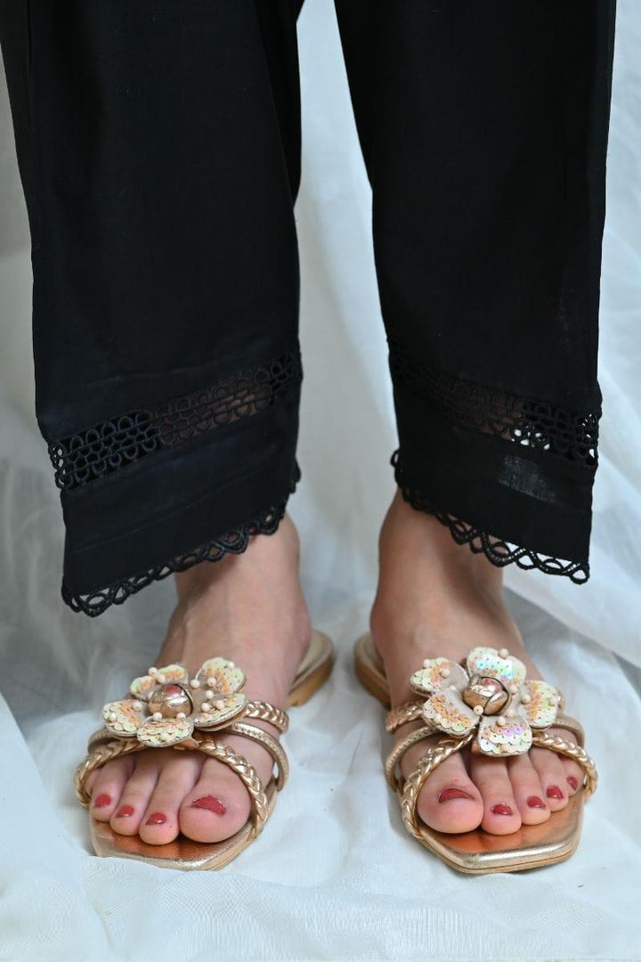 Mom4Little - Black Shalwar with Cotton  Lace  - MFL-104