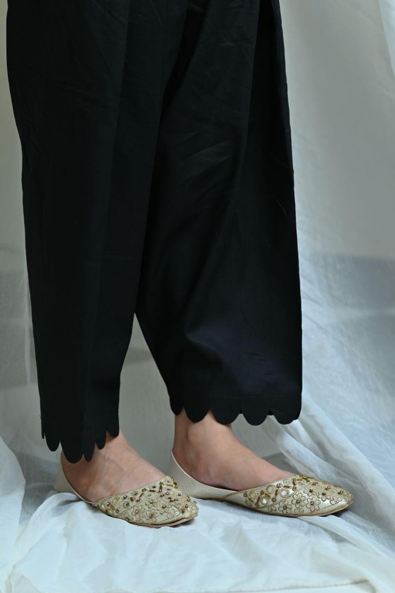 Mom4Little - Black Shalwar  with cut work style  - MFL-105