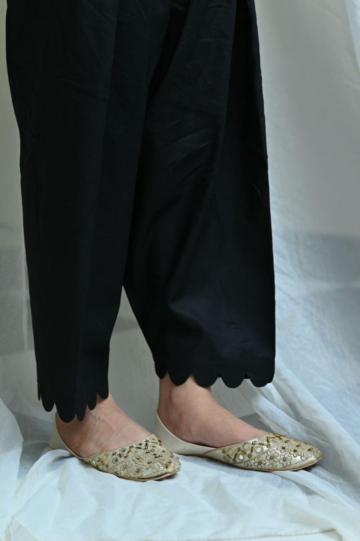 Mom4Little - Black Shalwar  with cut work style  - MFL-105