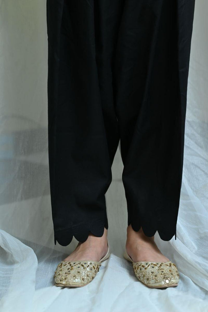 Mom4Little - Black Shalwar  with cut work style  - MFL-105