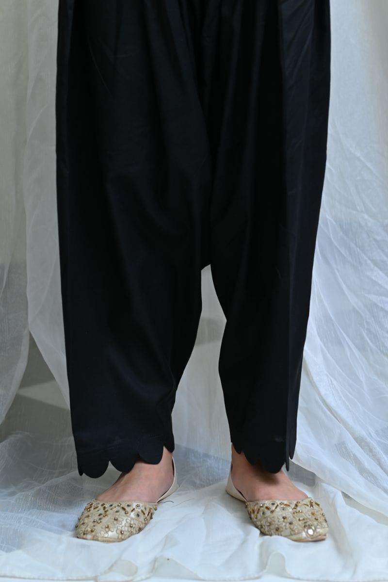 Mom4Little - Black Shalwar  with cut work style  - MFL-105