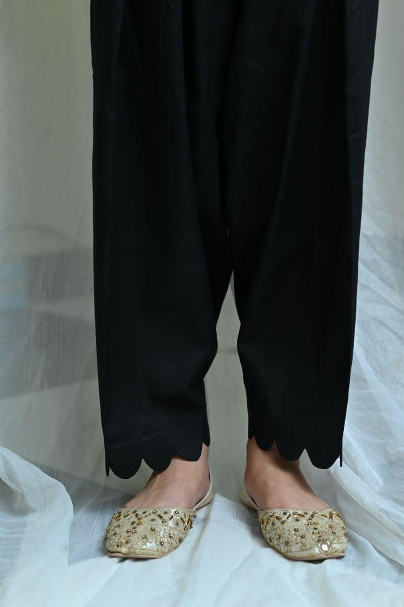 Mom4Little - Black Shalwar  with cut work style  - MFL-105