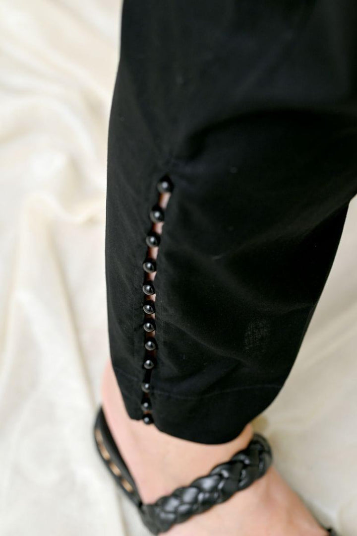 Mom4Little - Black trouser styled with beads AYW-003 - Cotton