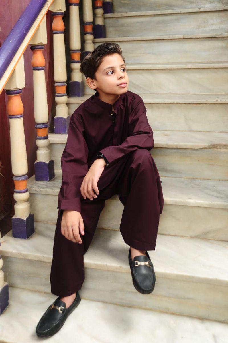 Mom4Little - Burgundy shalwar kameez set