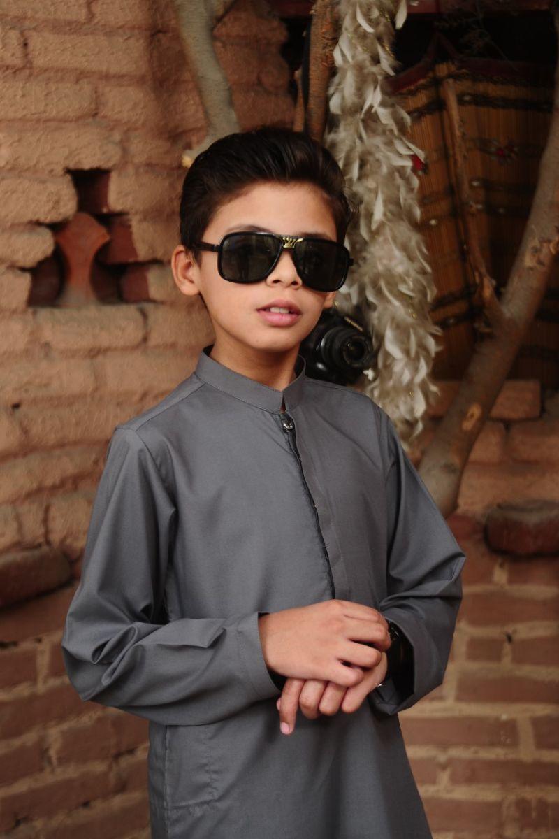 Mom4Little - Grey Kameez Shalwar Set