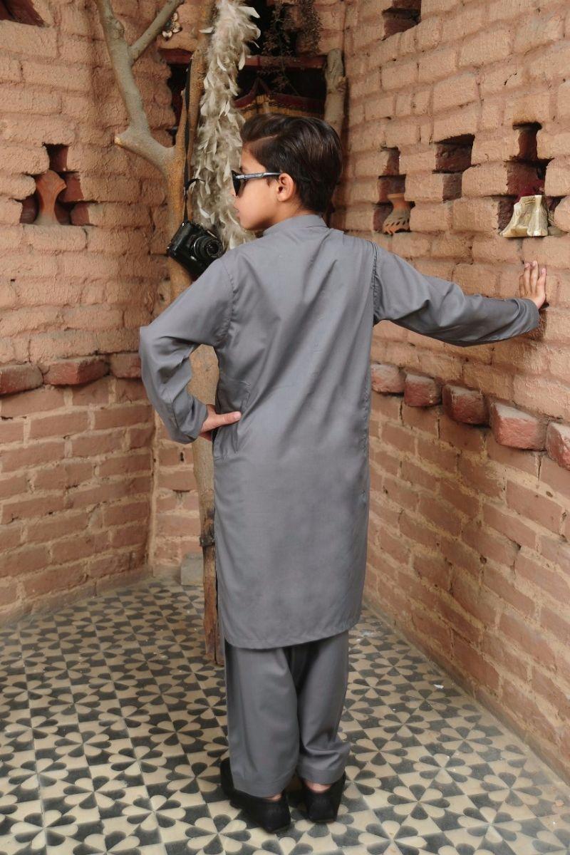 Mom4Little - Grey Kameez Shalwar Set