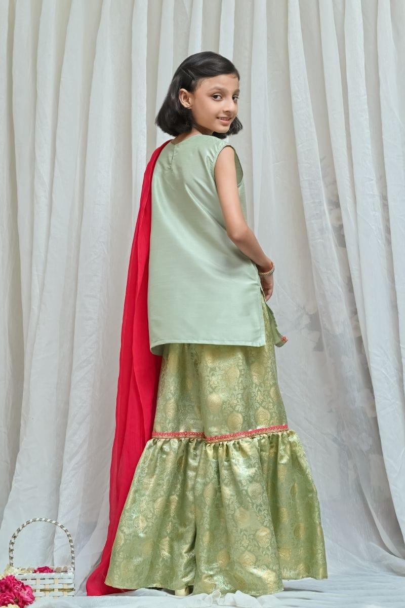 Mom4Little Mint  Green Gharara Set
