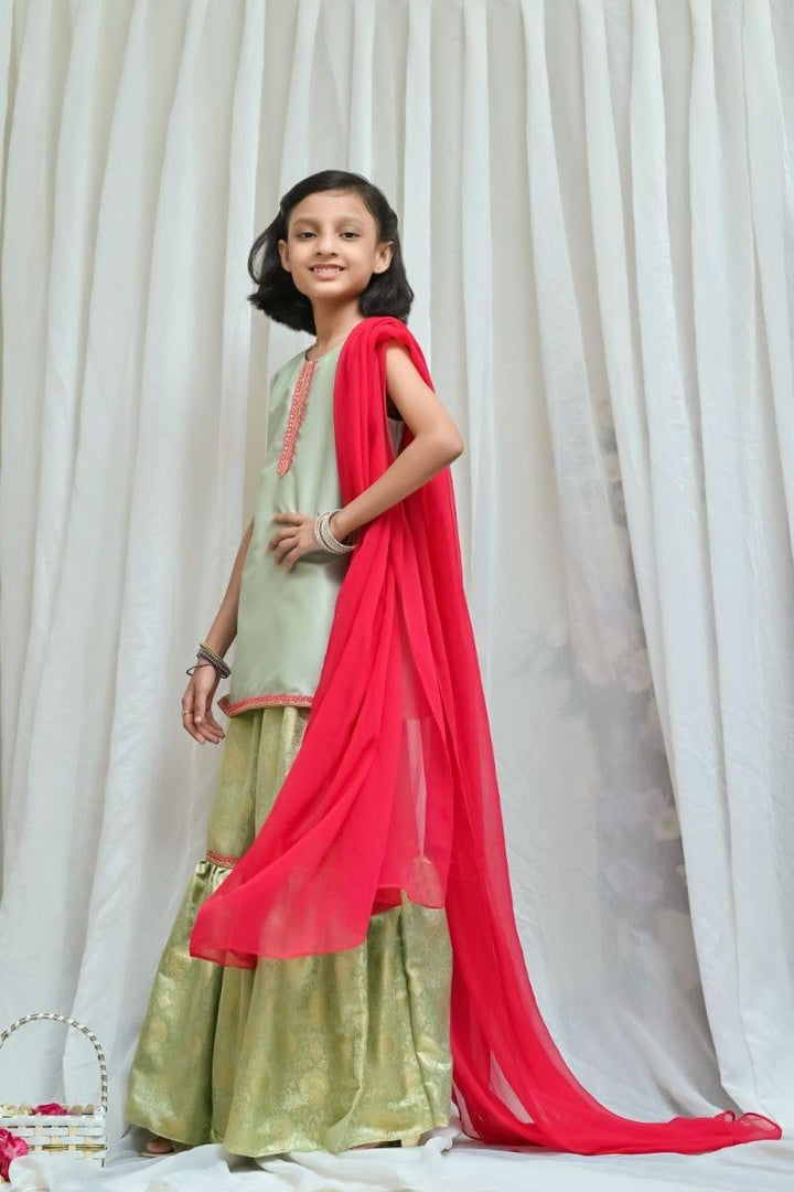 Mom4Little Mint  Green Gharara Set