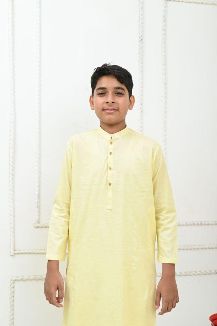 Mom4Little - Powder Yellow and White Kurta Pajama