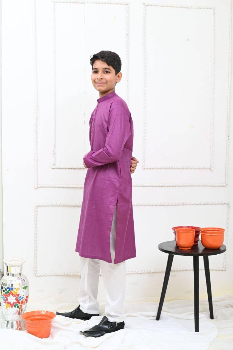 Mom4Little - Purple and White Kurta Pajama