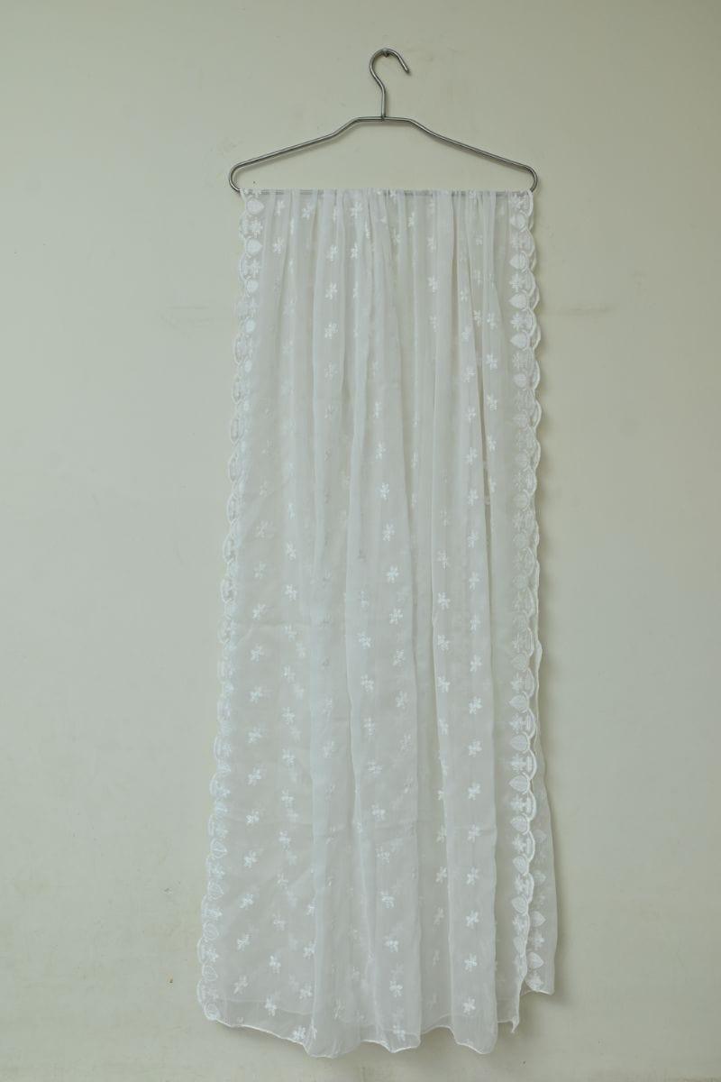 Mom4Little - Shadow work  White Dupatta  - MFL-108