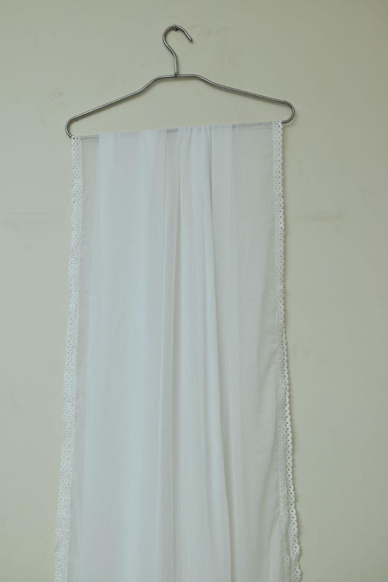 Mom4Little - White Dupatta with Finish Lace  - MFL-106