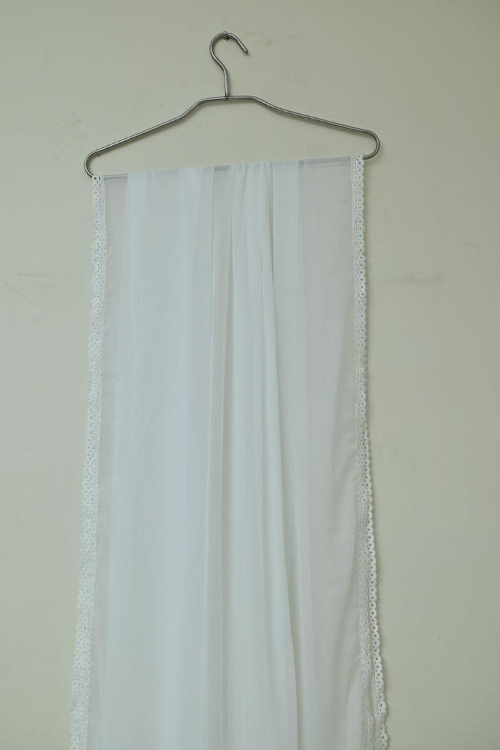 Mom4Little - White Dupatta with Finish Lace  - MFL-106