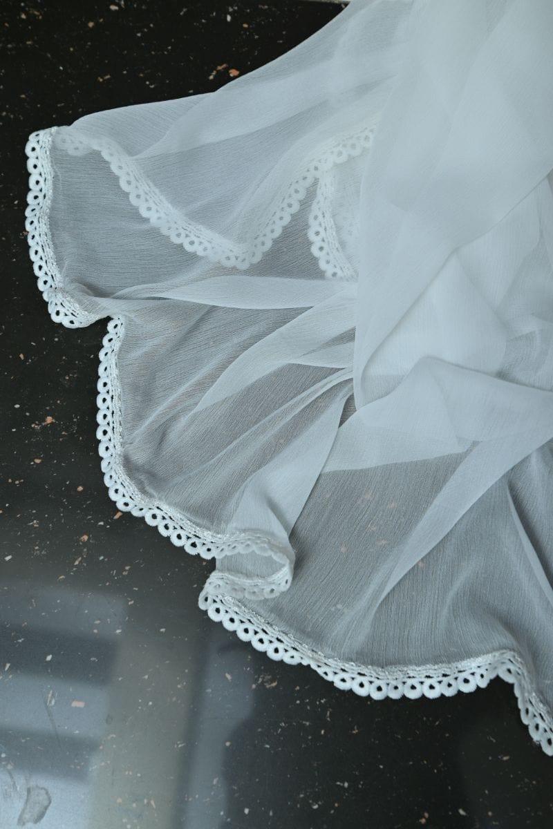 Mom4Little - White Dupatta with Finish Lace  - MFL-106