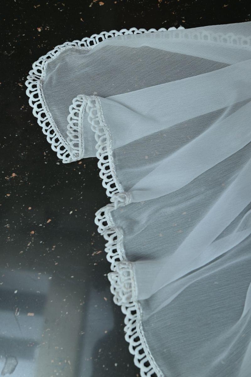 Mom4Little - White Dupatta with Finish Lace  - MFL-107