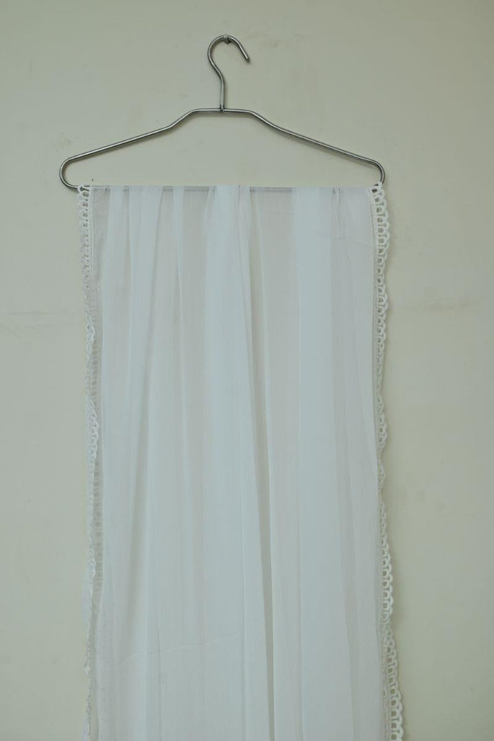 Mom4Little - White Dupatta with Finish Lace  - MFL-107