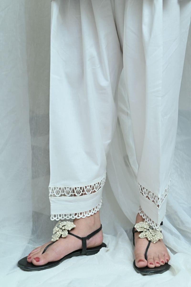 Mom4Little - White Shalwar with Matching Lace  - MFL-103