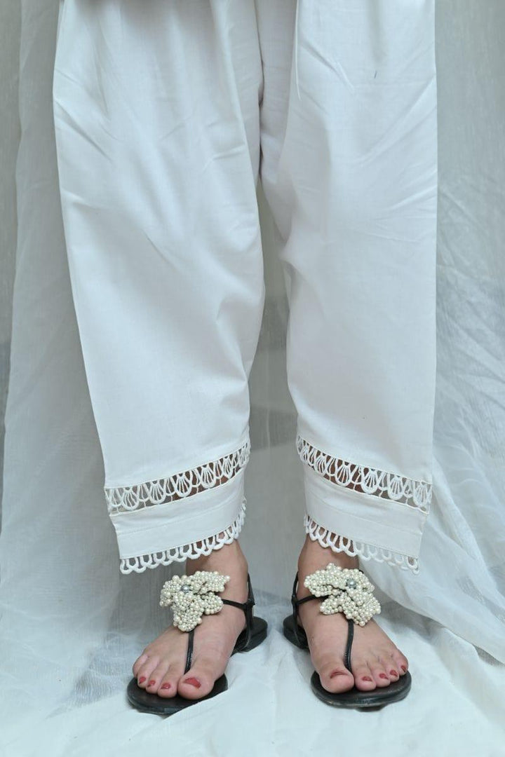 Mom4Little - White Shalwar with Matching Lace  - MFL-103