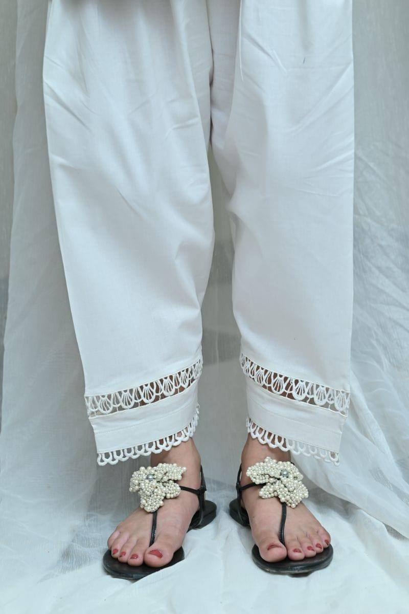 Mom4Little - White Shalwar with Matching Lace  - MFL-103