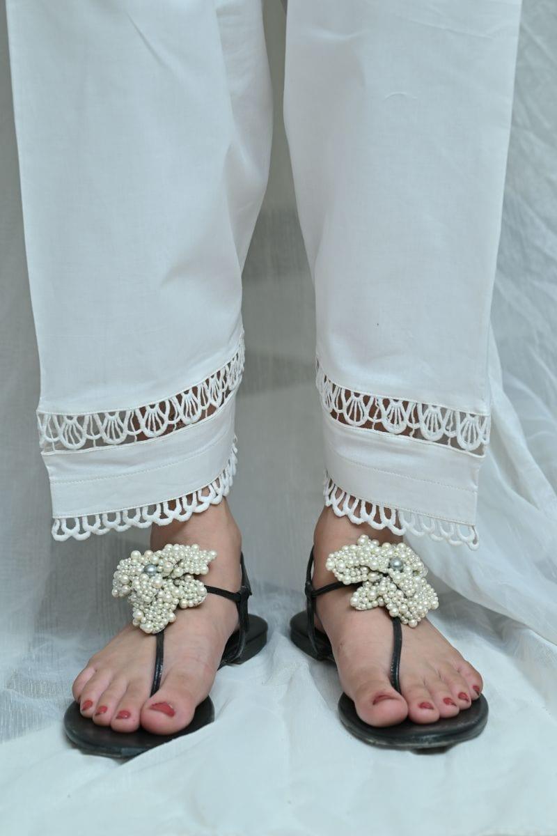 Mom4Little - White Shalwar with Matching Lace  - MFL-103
