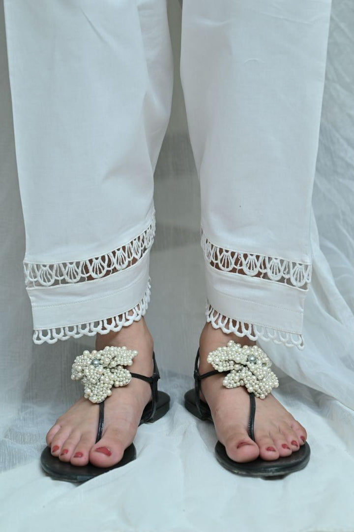 Mom4Little - White Shalwar with Matching Lace  - MFL-103