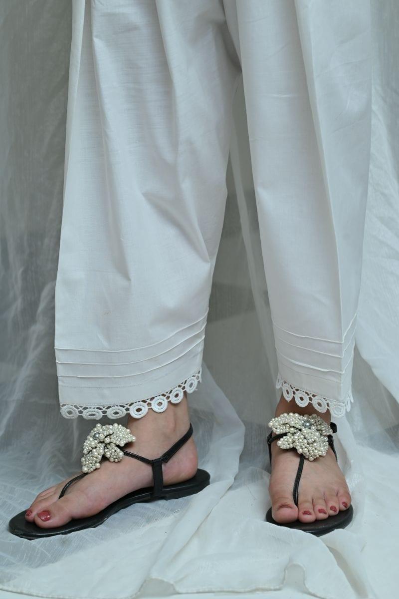 Mom4Little - White Shalwar with matching Lace - MFL-100