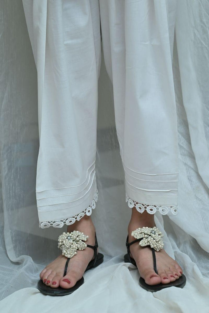 Mom4Little - White Shalwar with matching Lace - MFL-100