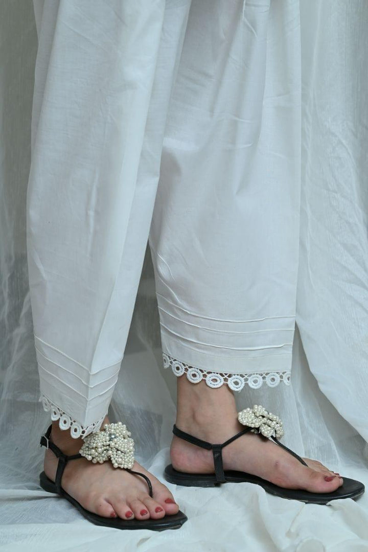 Mom4Little - White Shalwar with matching Lace - MFL-100