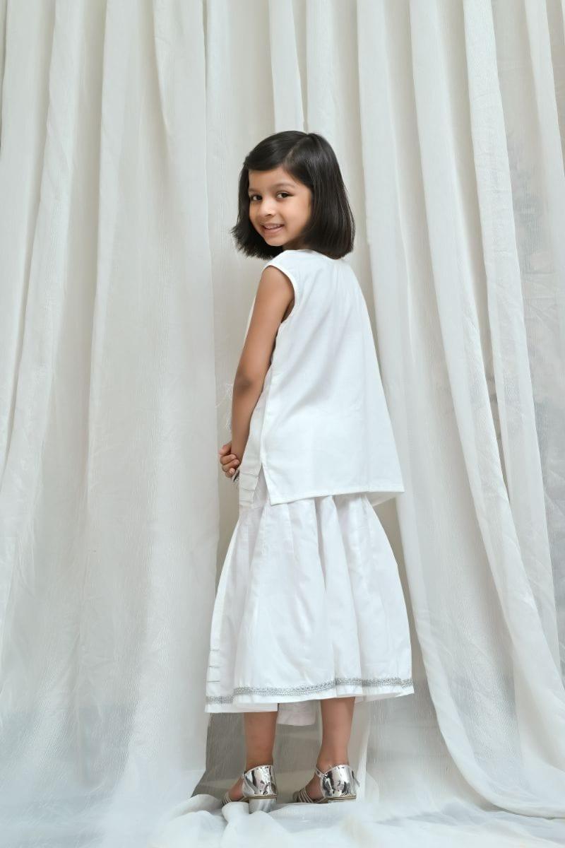 Mom4Little white Motia Lehnga - 2 piece set