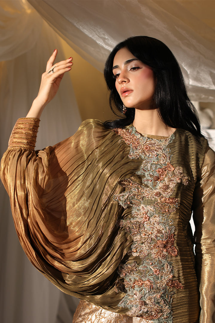 Musferah Saad Avant Garde Jacket Olive Gilded 2 Piece