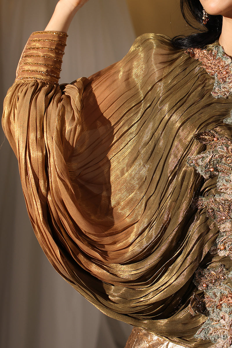 Musferah Saad Avant Garde Jacket Olive Gilded 2 Piece