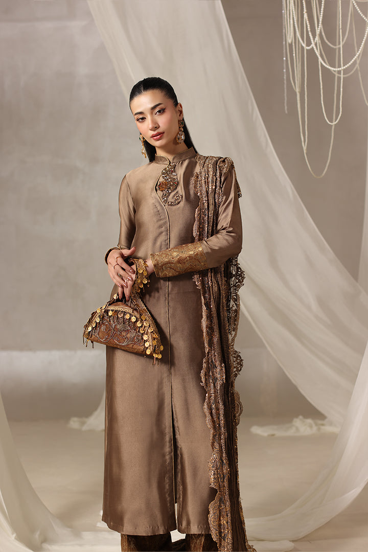 Musferah Saad - Brûlée Tissue Silk Suit For Women - 3 piece