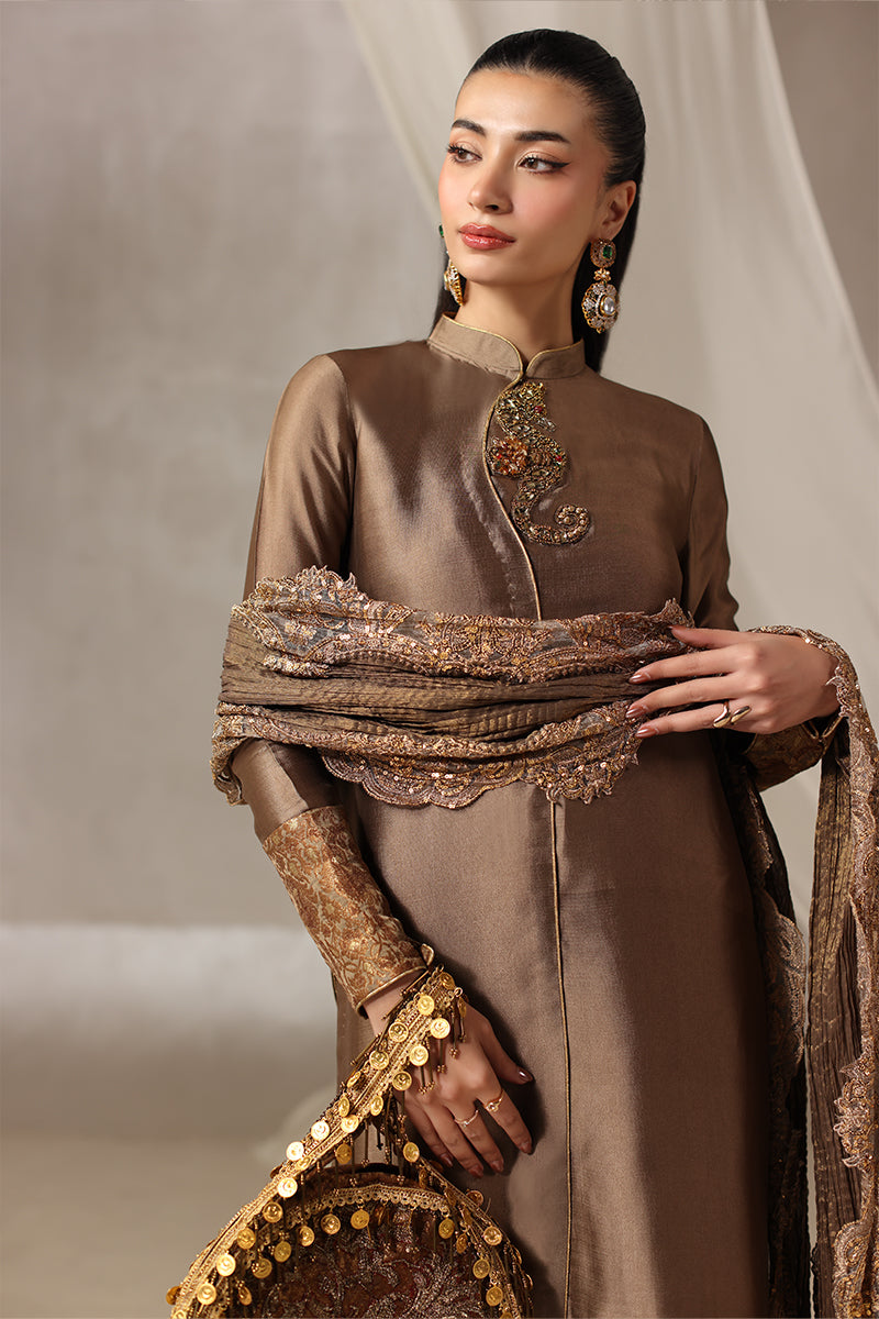 Musferah Saad - Brûlée Tissue Silk Suit For Women - 3 piece