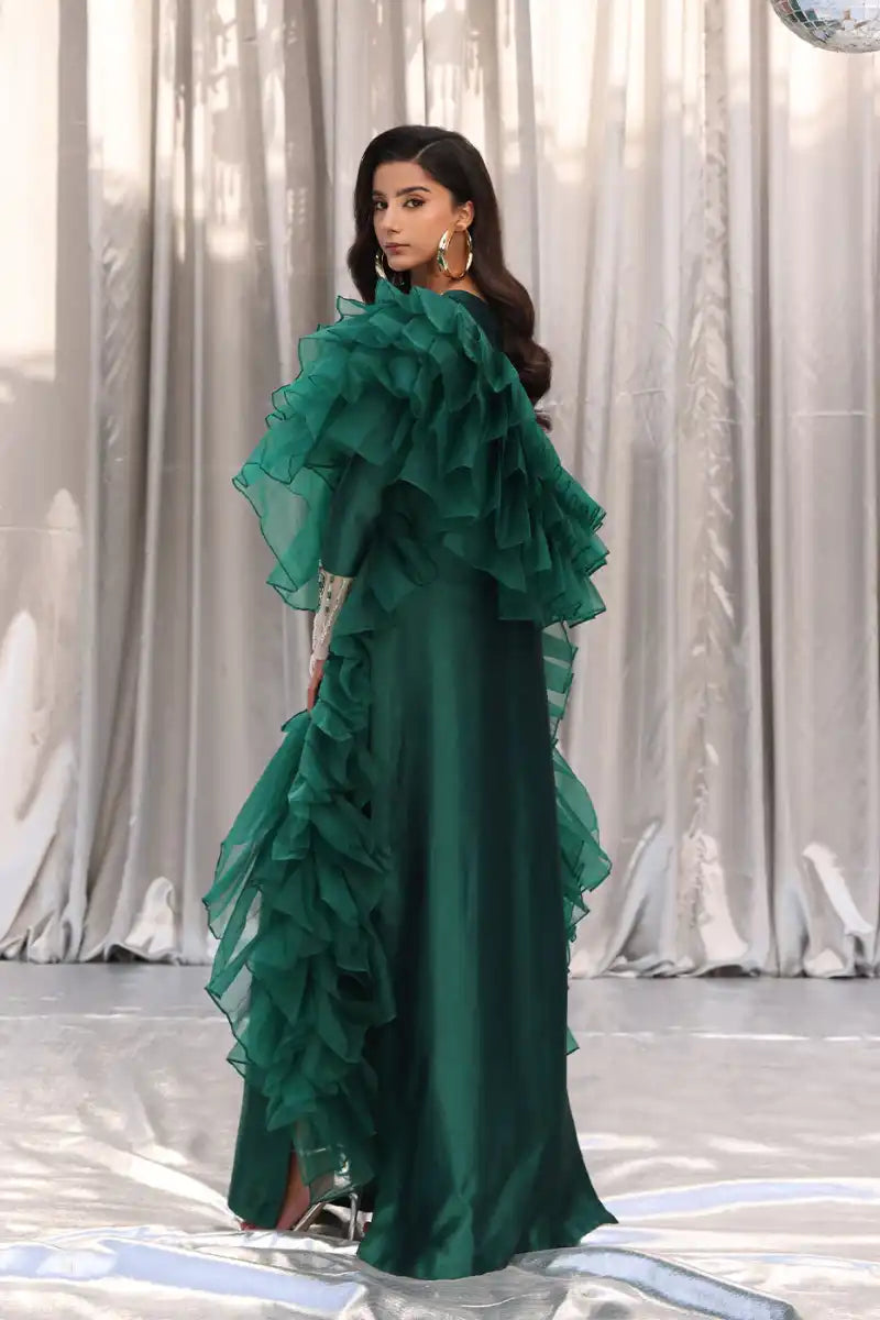 Musferah Saad - Emerald Chic - Emerald Green - Tissue Silk & Organza - 3 Piece