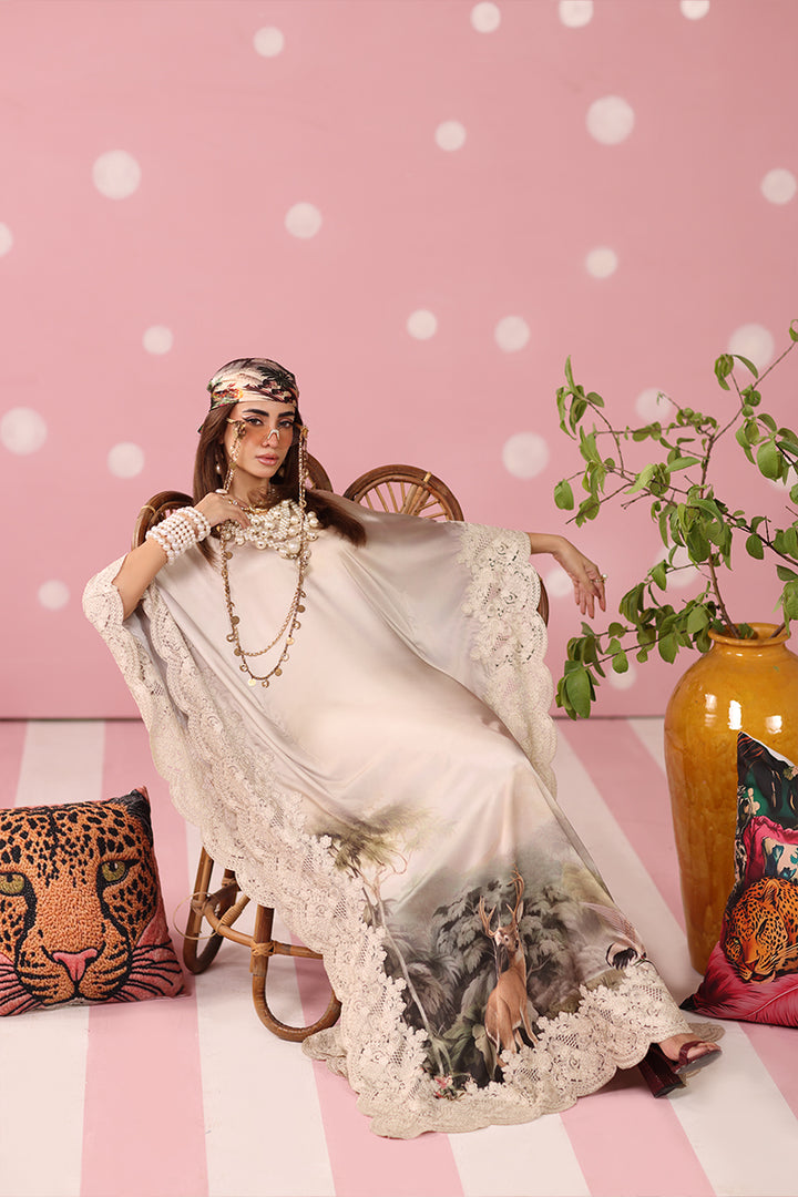 Musferah Saad - Ethereal Eden Printed Silk Kaftaan For Women - 2 piece