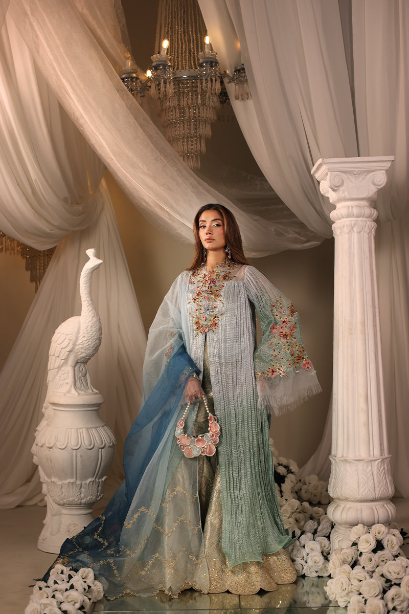 Musferah Saad Glacial Ombre Top Forst Mint 2 Piece