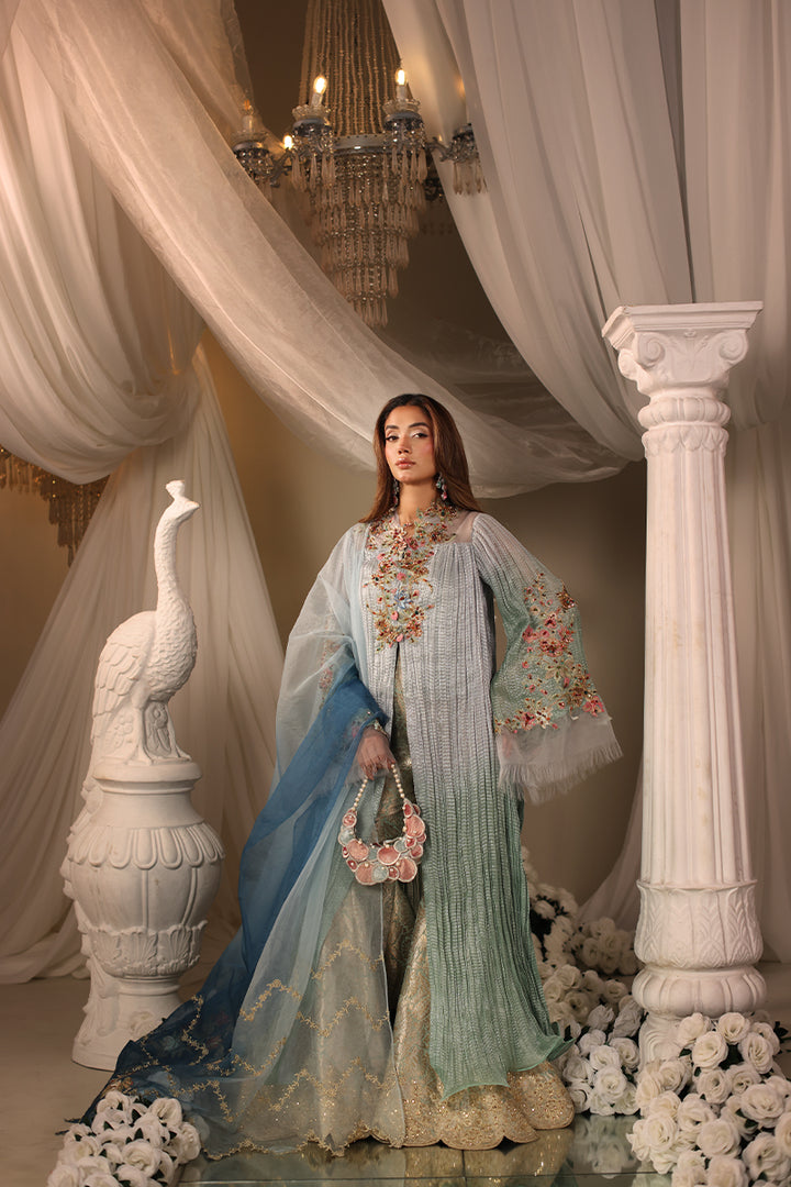 Musferah Saad Glacial Ombre Top Forst Mint 2 Piece