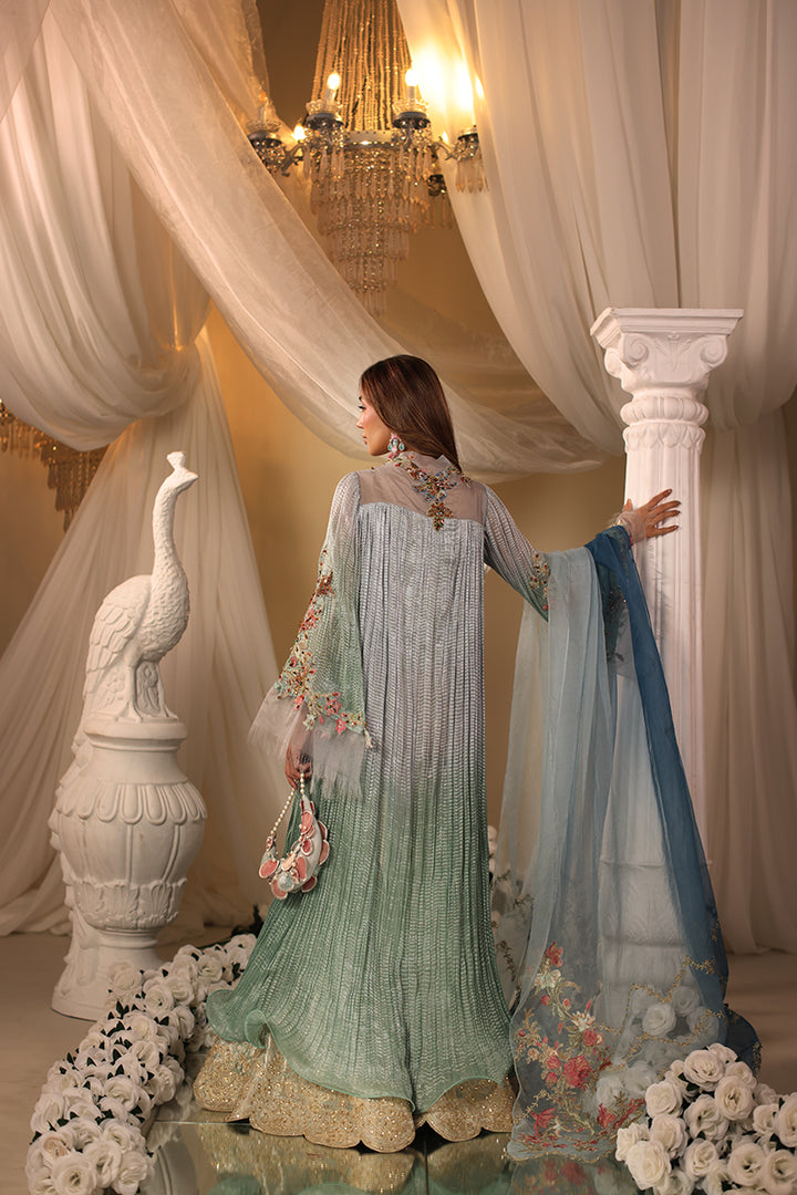 Musferah Saad Glacial Ombre Top Forst Mint 2 Piece