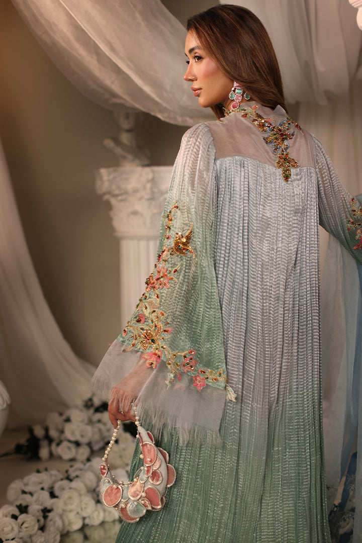 Musferah Saad Glacial Ombre Top Forst Mint 2 Piece